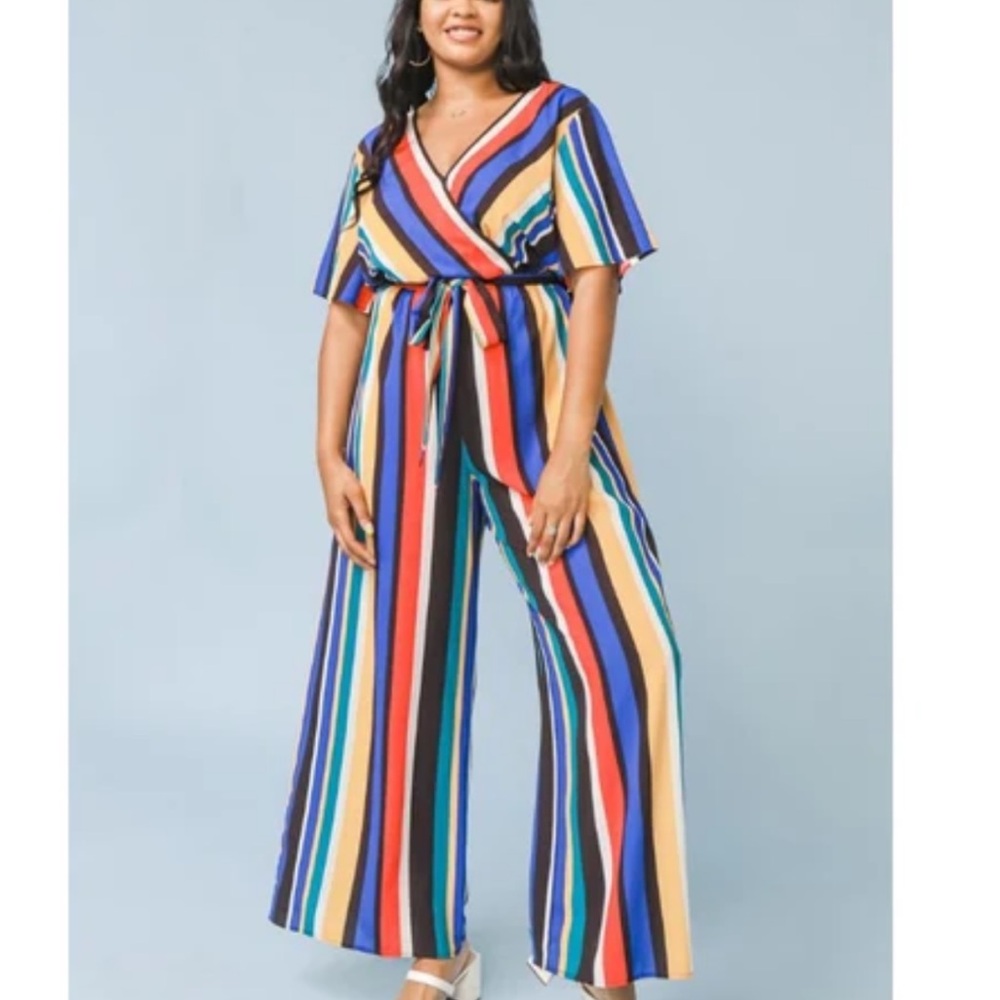 Flying Tomato bold stripes jumpsuit